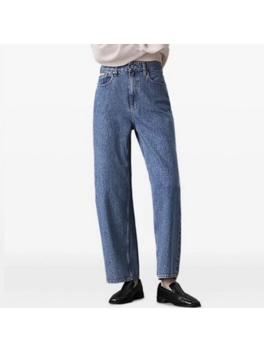 Calvin Klein Barrel High Rise Loose Fit Taper Denim Jean 25 Streetwear